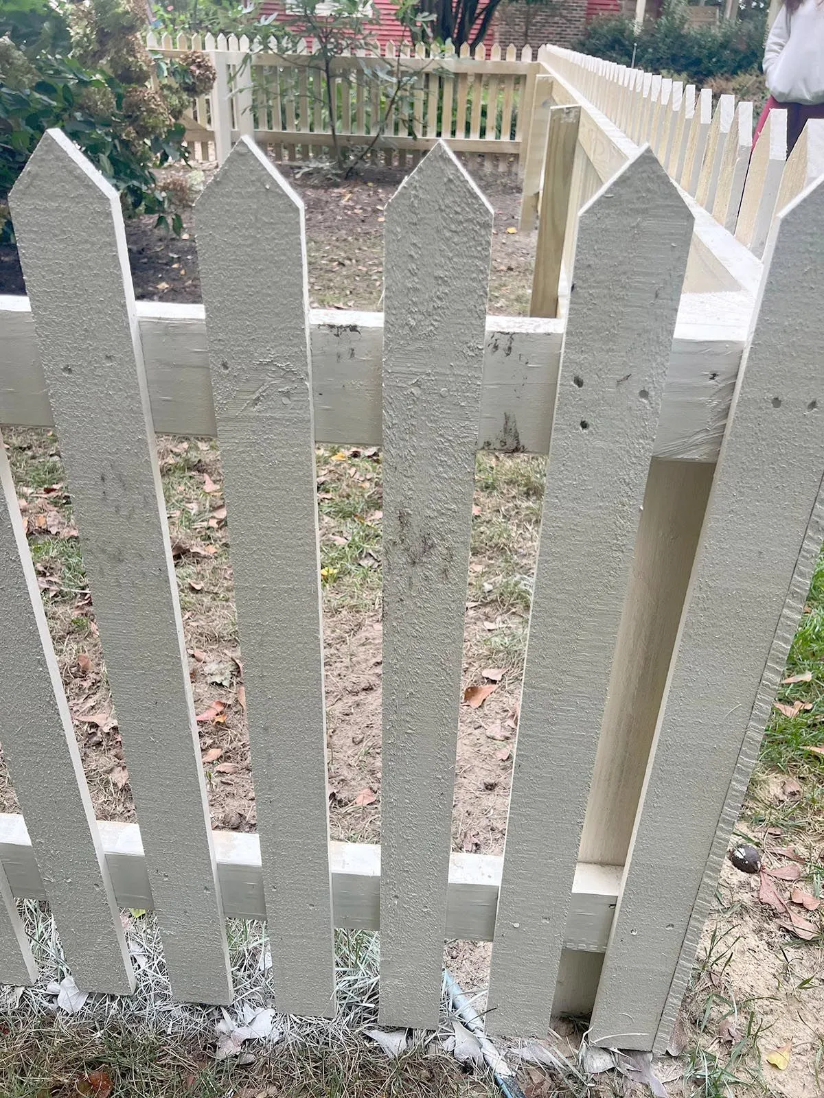 A newly installed wooden fence